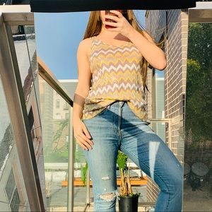 INC International Vintage Sequined Tank Long Top Chevron Over Dress